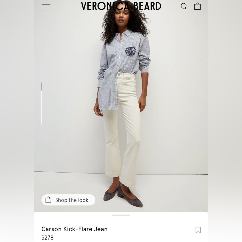 Veronica Beard Carson Kick Flare Jeans in Ecru